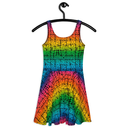 Skater dress - STONE SPIRIT rainbow black - Graphic stone shapes print