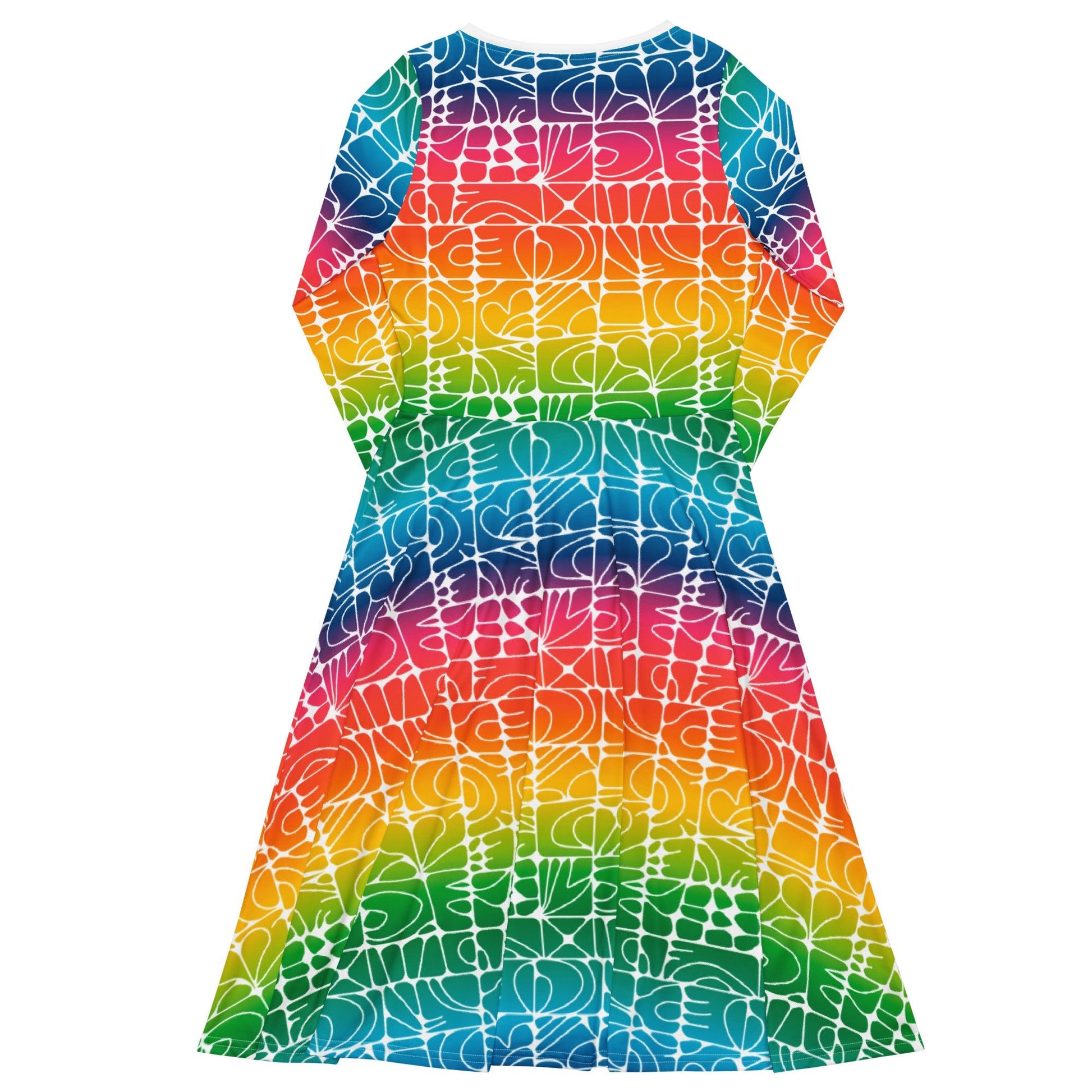 Midi dress - STONE SPIRIT rainbow white - Graphic stone shapes print
