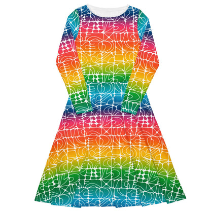 Midi dress - STONE SPIRIT rainbow white - Graphic stone shapes print 6XL