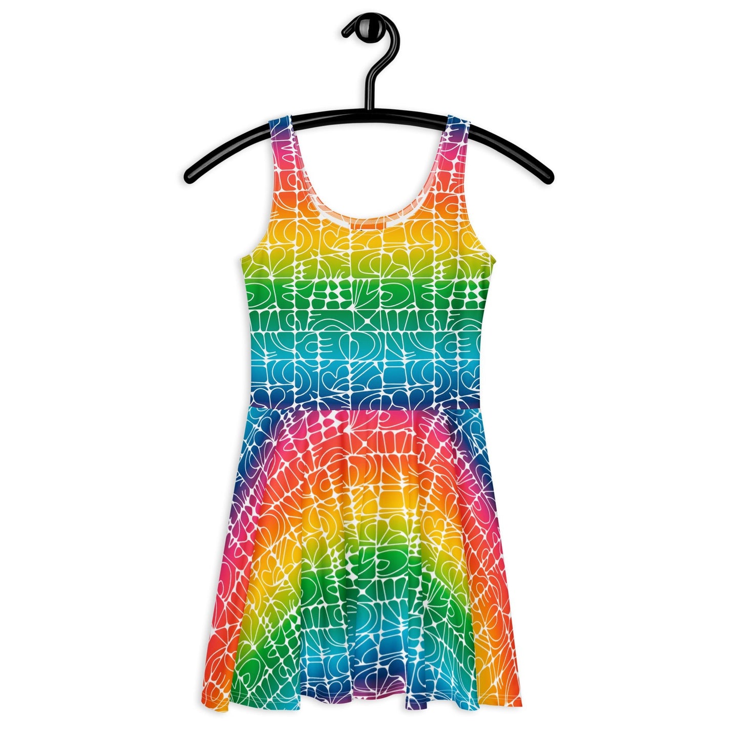 Skater dress - STONE SPIRIT rainbow white - Graphic stone shapes print 3XL