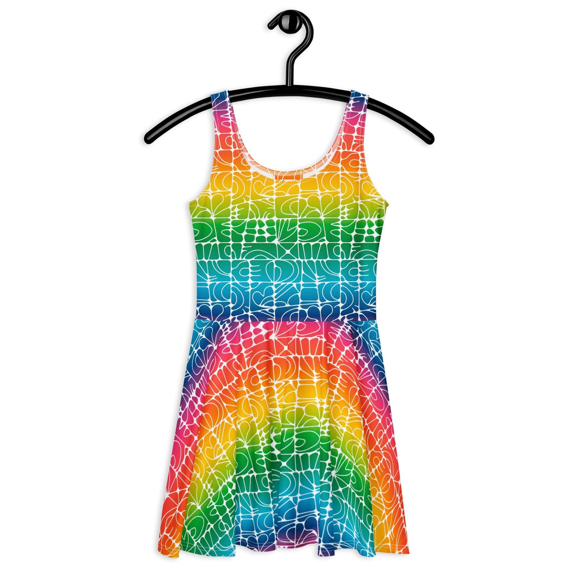 Skater dress - STONE SPIRIT rainbow white - Graphic stone shapes print 3XL