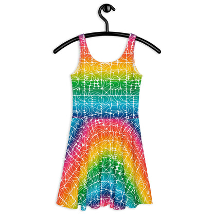 Skater dress - STONE SPIRIT rainbow white - Graphic stone shapes print