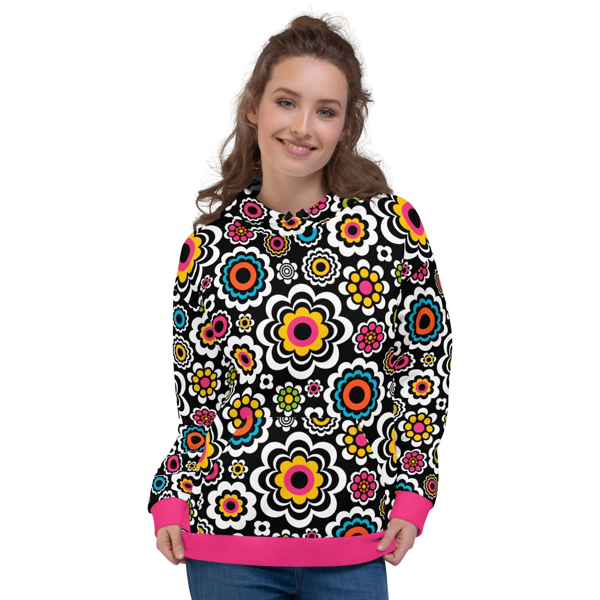Hoodie - SUGAR BLOOM - Playful candy flowers print 6XL