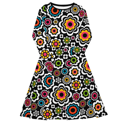 Midi dress - SUGAR BLOOM - Playful candy flowers print
