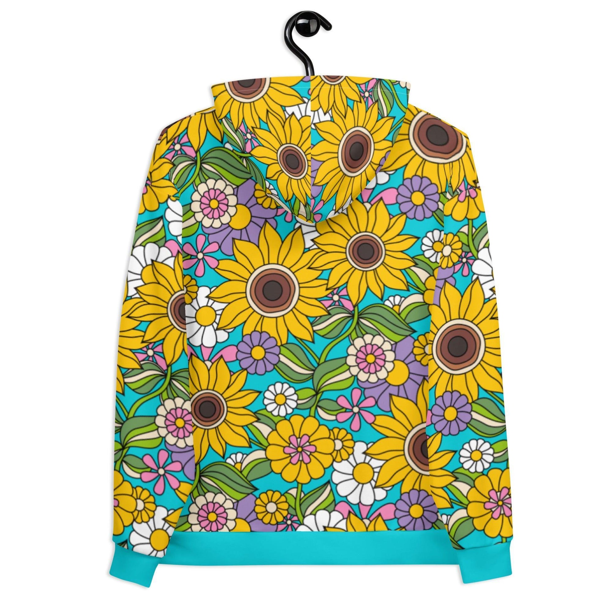 Hoodie - SUNDANCE turquoise - Bold sunflower print