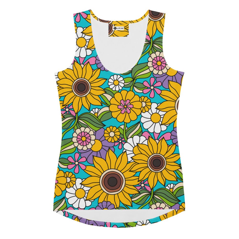 Tank top - SUNDANCE turquoise - Bold sunflower print XL