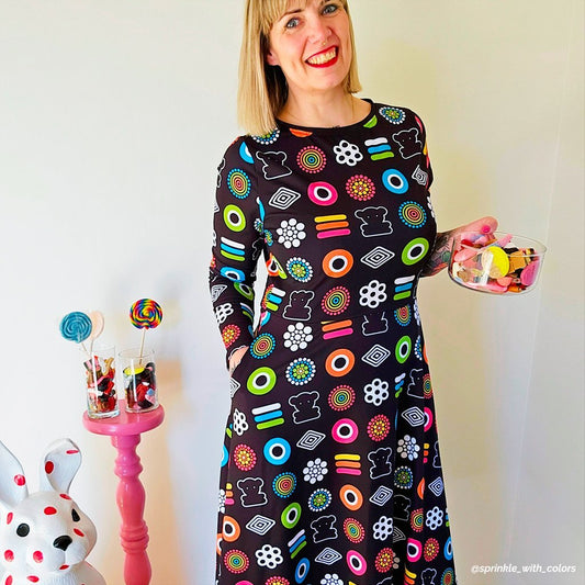 Midi dress - SWEET CANDY - Colorful candy print