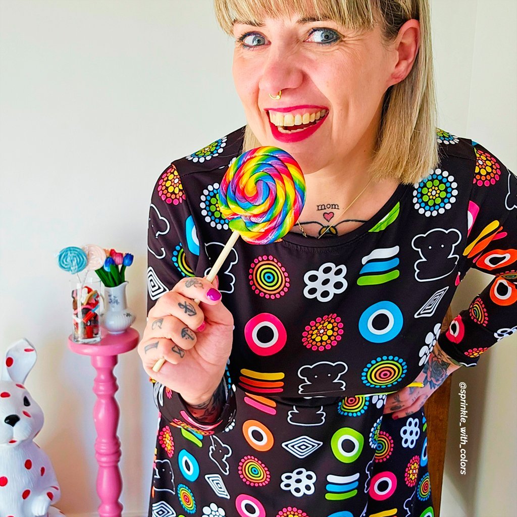 Midi dress - SWEET CANDY - Colorful candy print