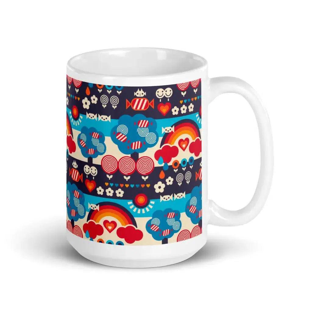 Mug - SWEET DAYS blue - Vintage candy print 15oz