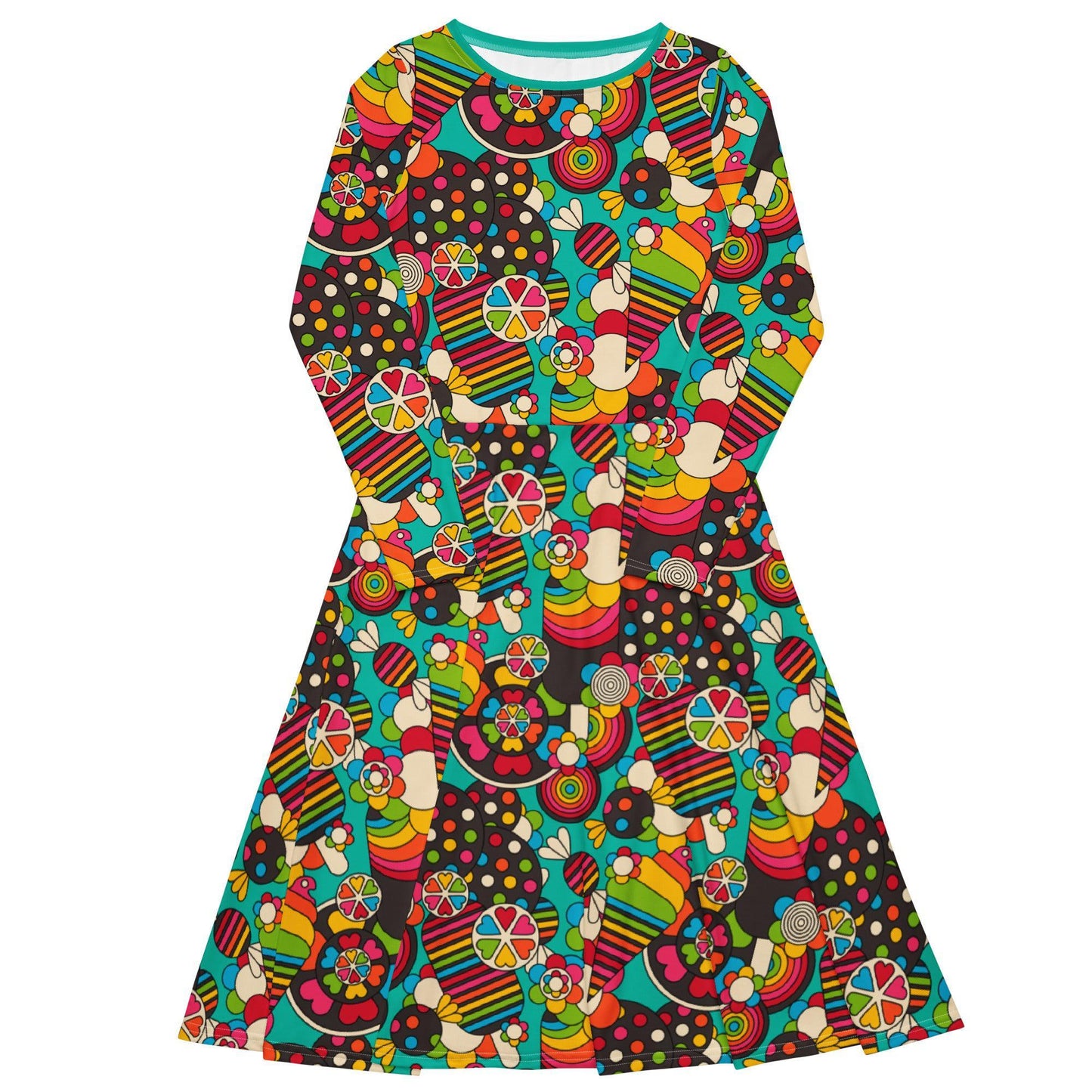 Midi dress - SWEET FREAK mint - Playful sweet treats print
