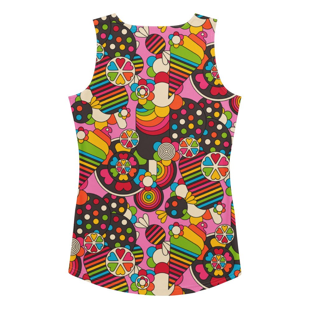Tank top - SWEET FREAK pink - Playful sweet treats print XL