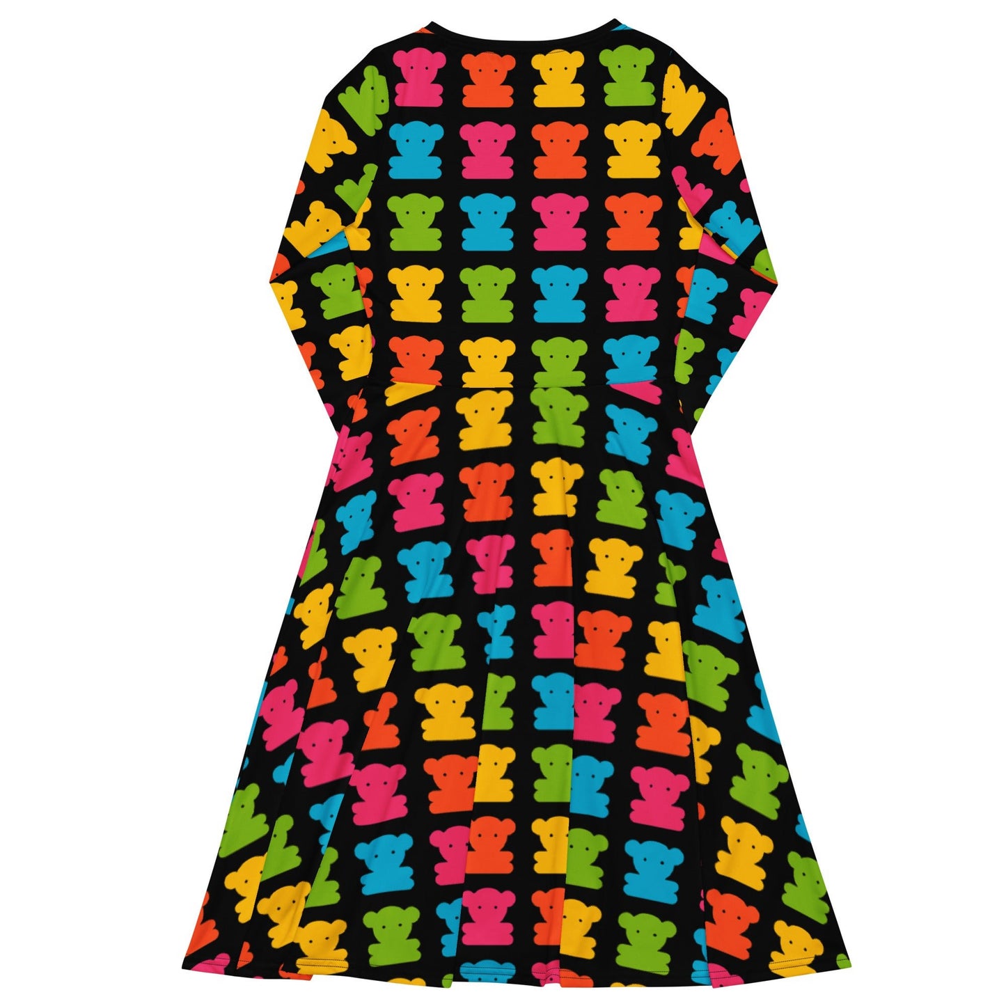 Midi dress - SWEET TEDDY happy black - Cute teddy bear print