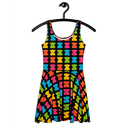 Skater dress - SWEET TEDDY happy black - Cute teddy bear print 3XL