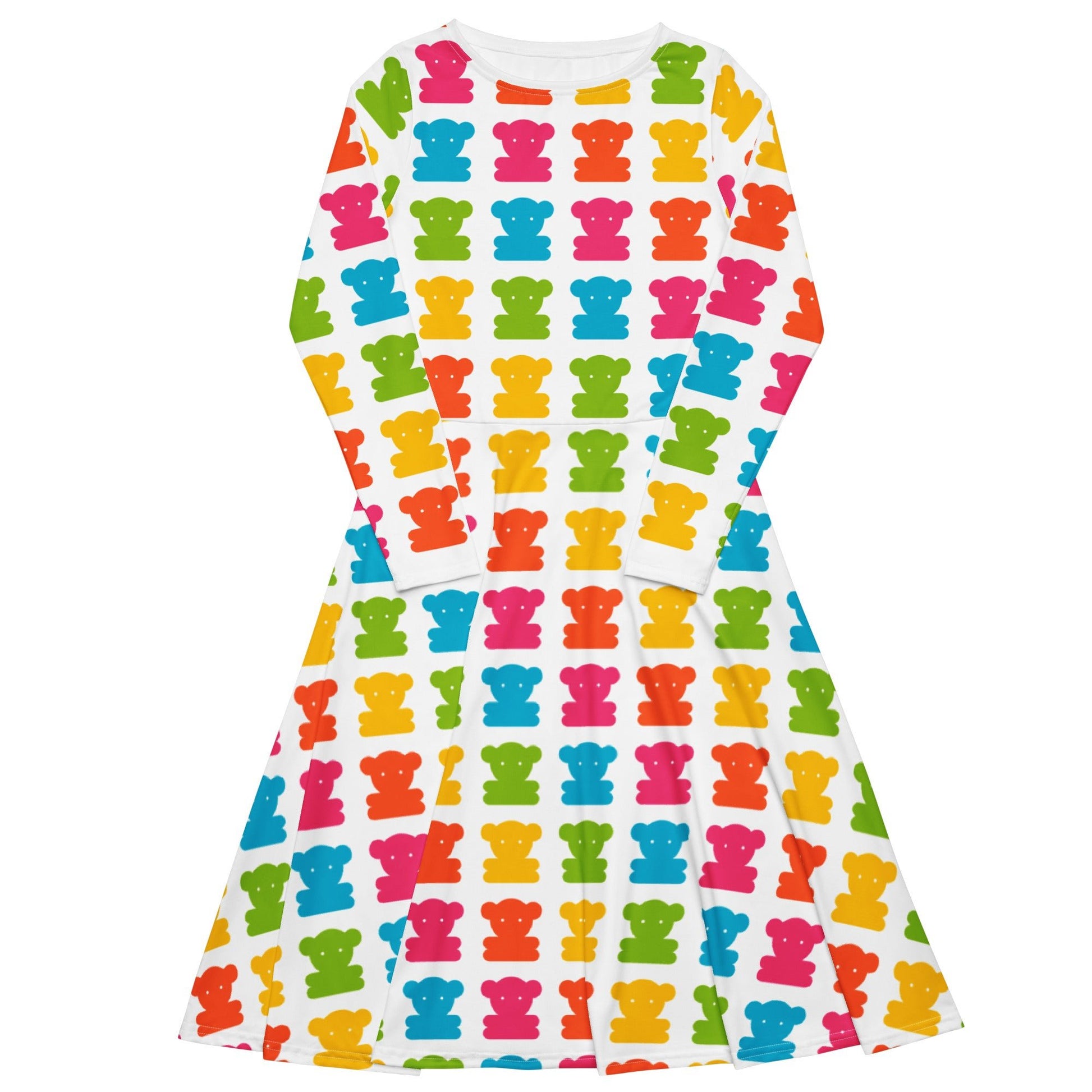 Midi dress - SWEET TEDDY happy white - Cute teddy bear print 6XL