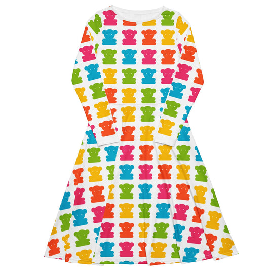 Midi dress - SWEET TEDDY happy white - Cute teddy bear print 6XL