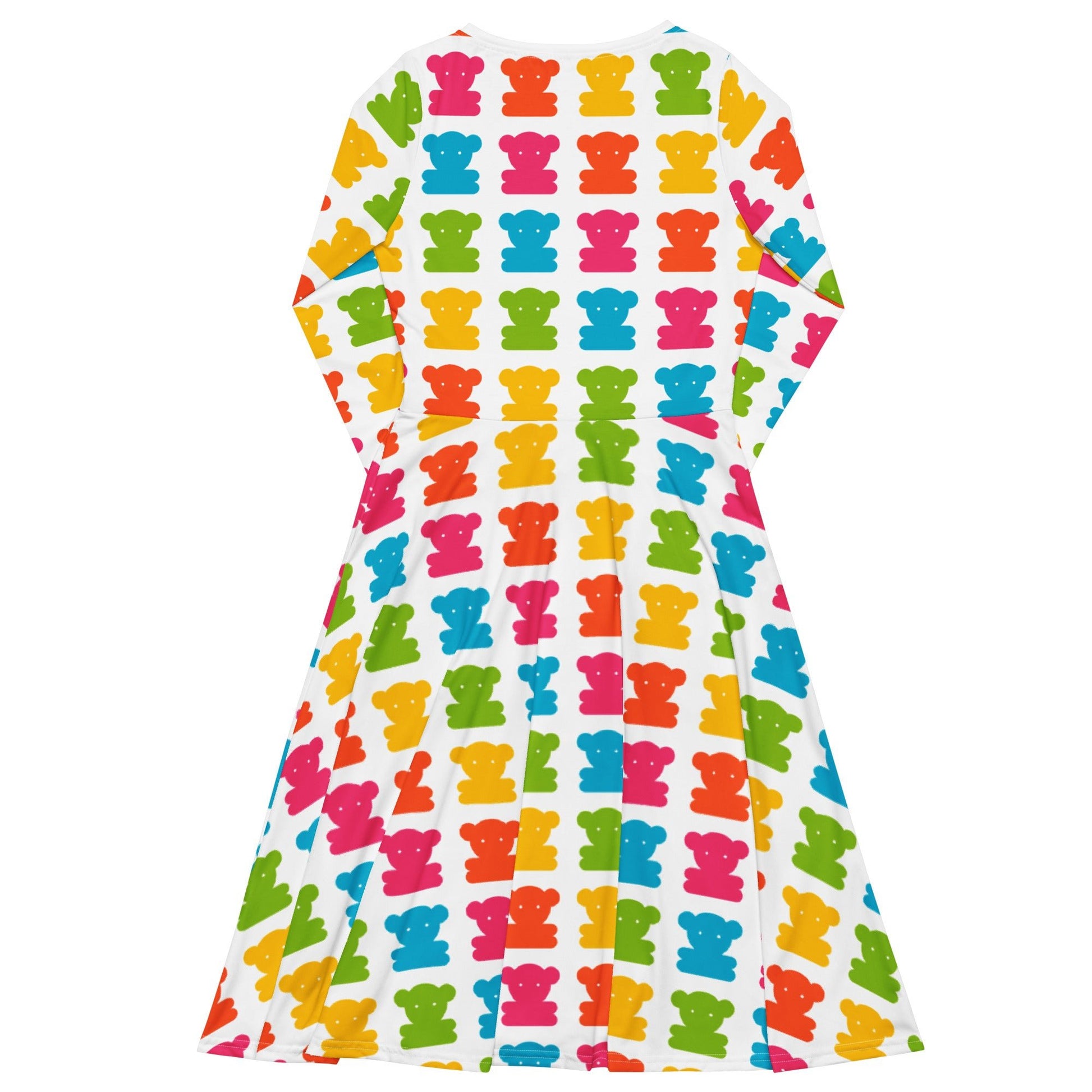 Midi dress - SWEET TEDDY happy white - Cute teddy bear print