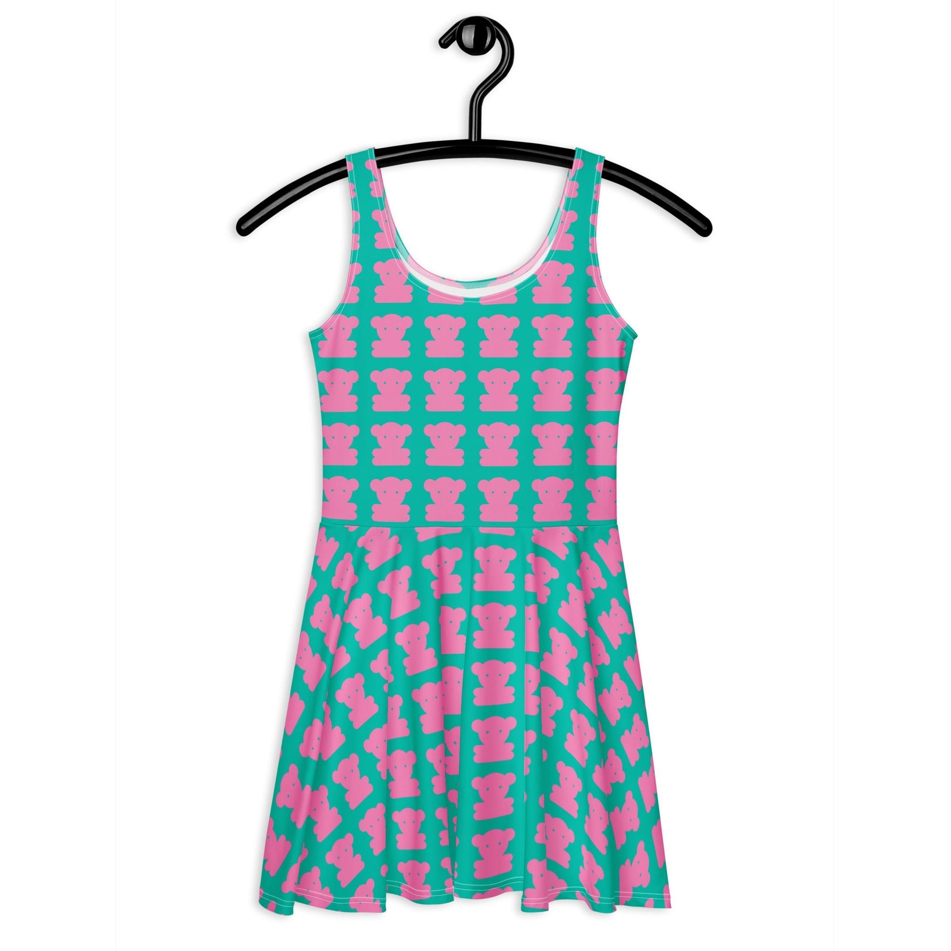 Skater dress - SWEET TEDDY pink mint - Cute teddy bear print 3XL