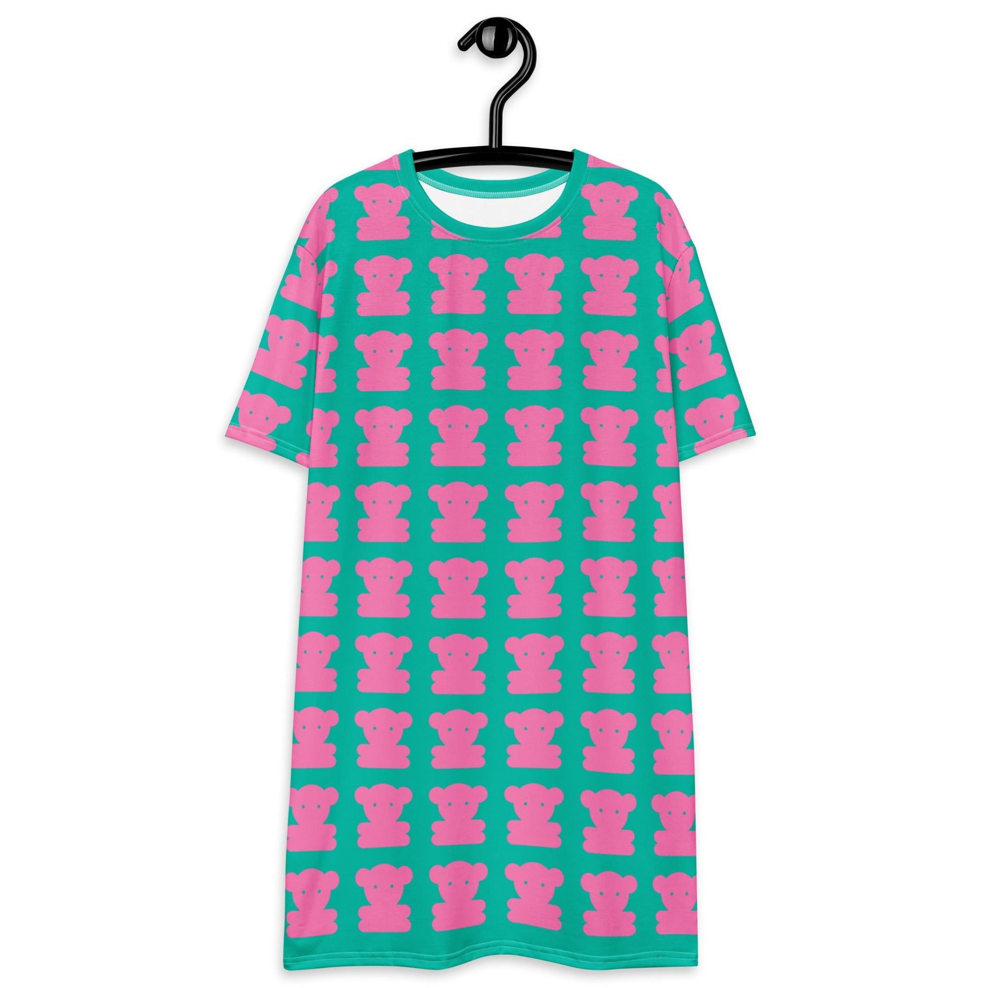 T-shirt dress - SWEET TEDDY pink mint - Cute teddy bear print 6XL