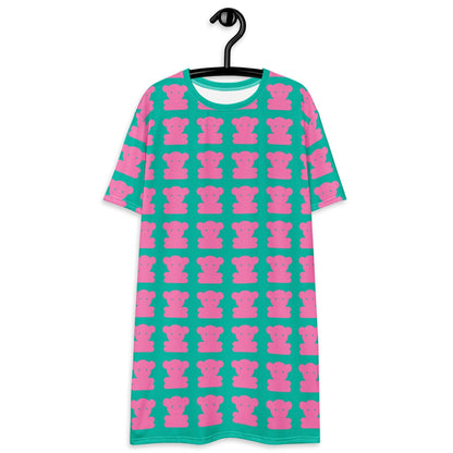 T-shirt dress - SWEET TEDDY pink mint - Cute teddy bear print 6XL