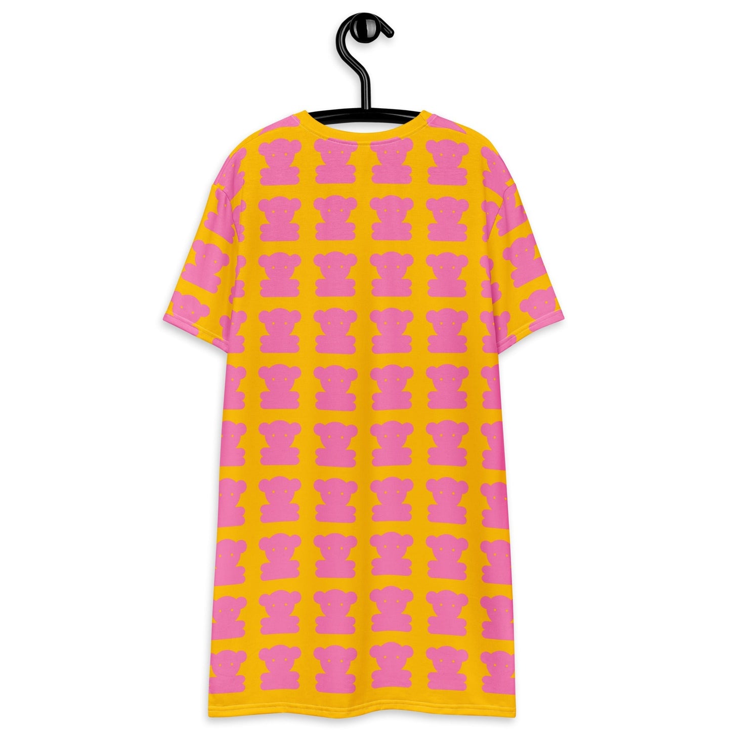 T-shirt dress - SWEET TEDDY pink yellow - Cute teddy bear print