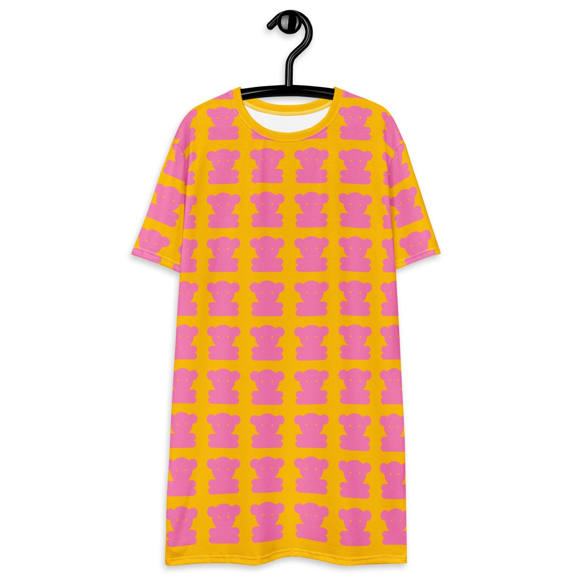 T-shirt dress - SWEET TEDDY pink yellow - Cute teddy bear print 6XL