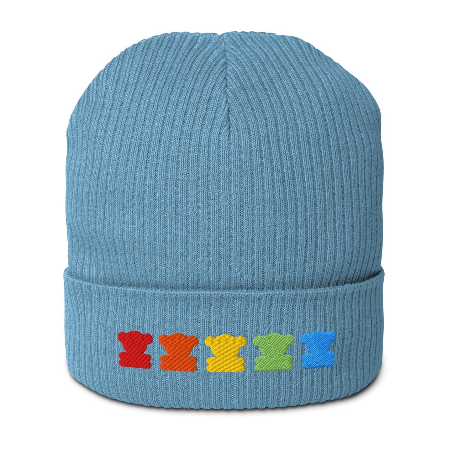 Beanie - SWEET TEDDY rainbow - Cute teddy bear print Light Avio Blue