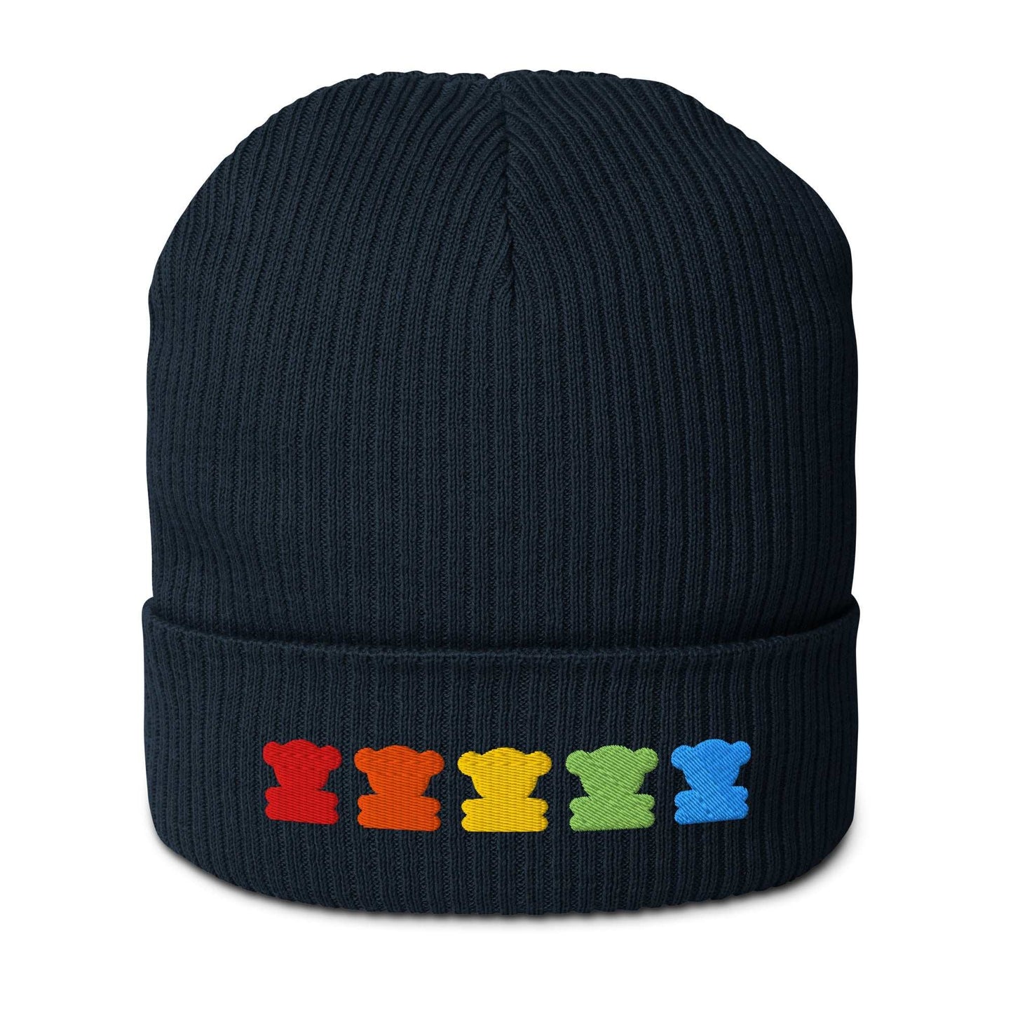 Beanie - SWEET TEDDY rainbow - Cute teddy bear print Oxford Navy