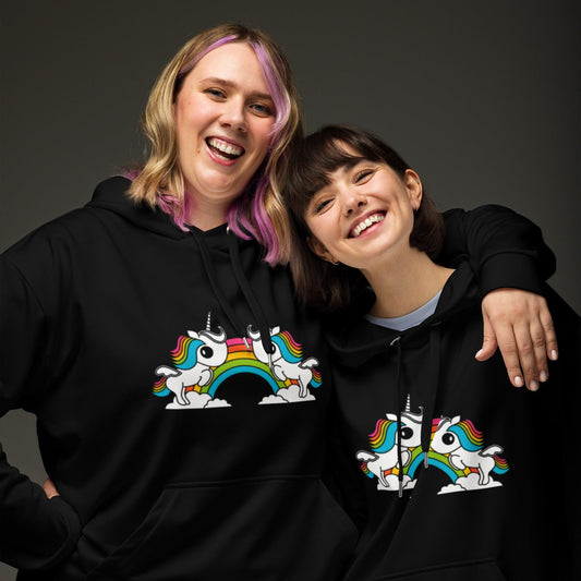 Hoodie - UNIQUE black (just unicorns) - Unicorns and rainbows print