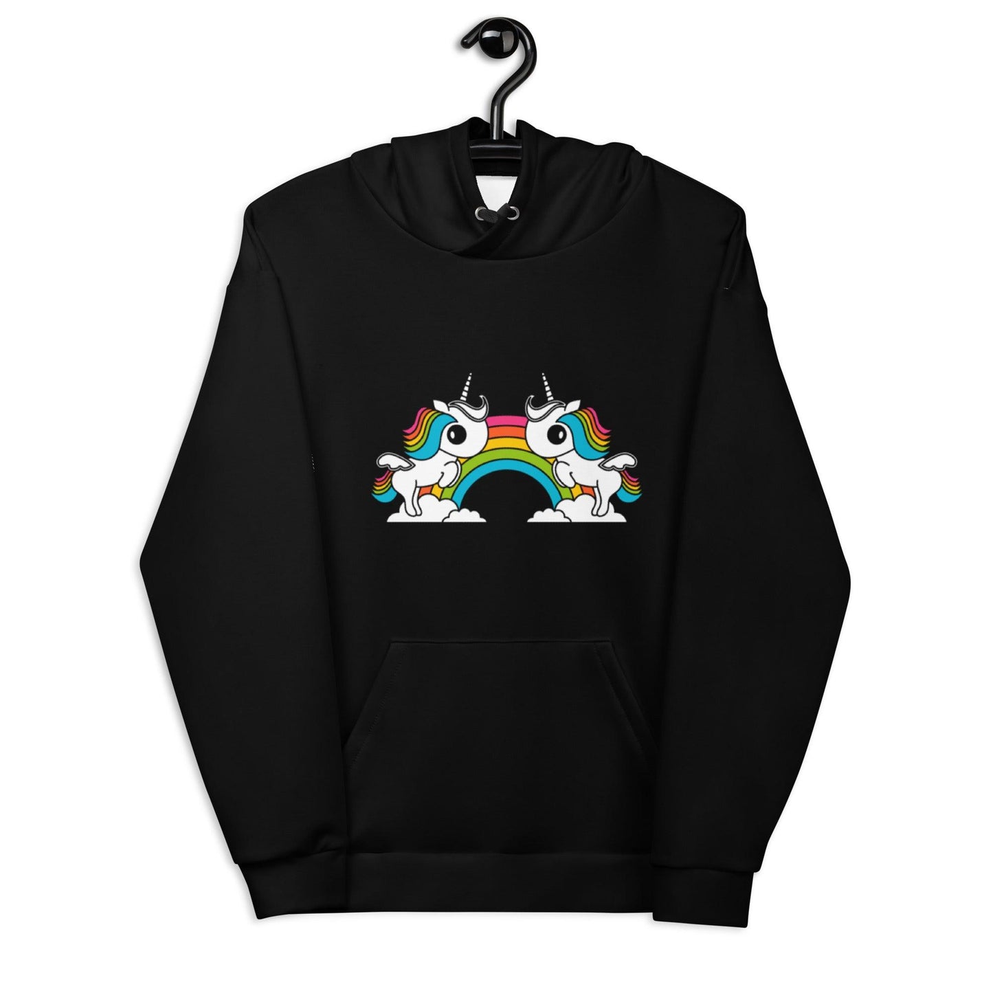 Hoodie - UNIQUE black (just unicorns) - Unicorns and rainbows print 6XL