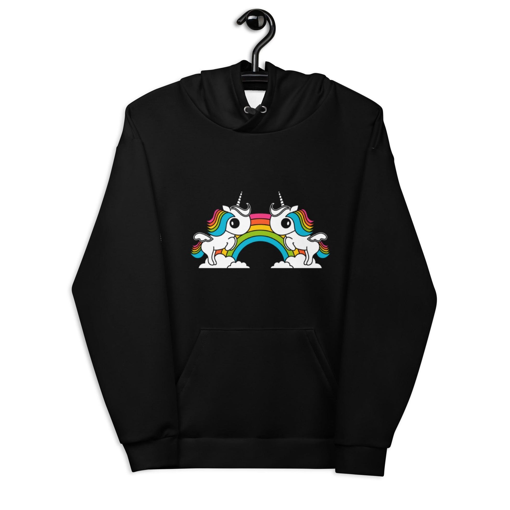 Hoodie - UNIQUE black (just unicorns) - Unicorns and rainbows print 6XL