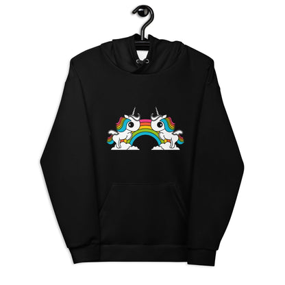 Hoodie - UNIQUE black (just unicorns) - Unicorns and rainbows print 6XL