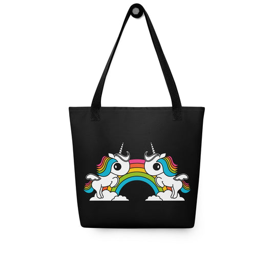 Tote bag - UNIQUE black - Unicorns and rainbows print Default Title