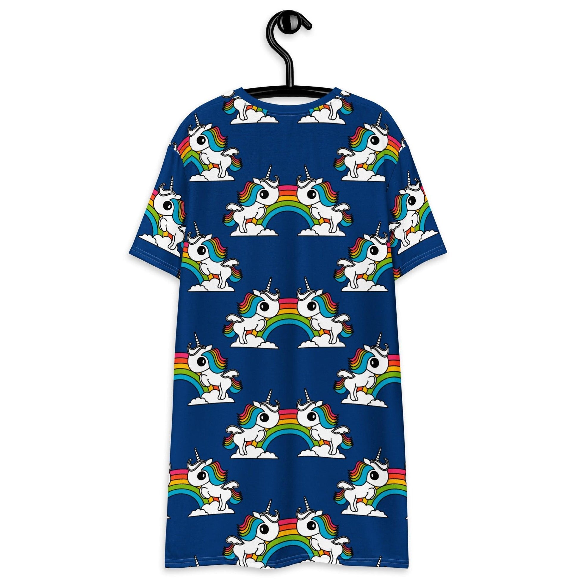 T-shirt dress - UNIQUE blue - Unicorns and rainbows print