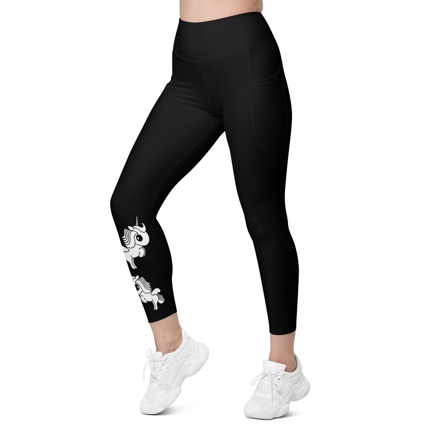 Leggings with pockets - UNIQUE bw - Unicorns and rainbows print