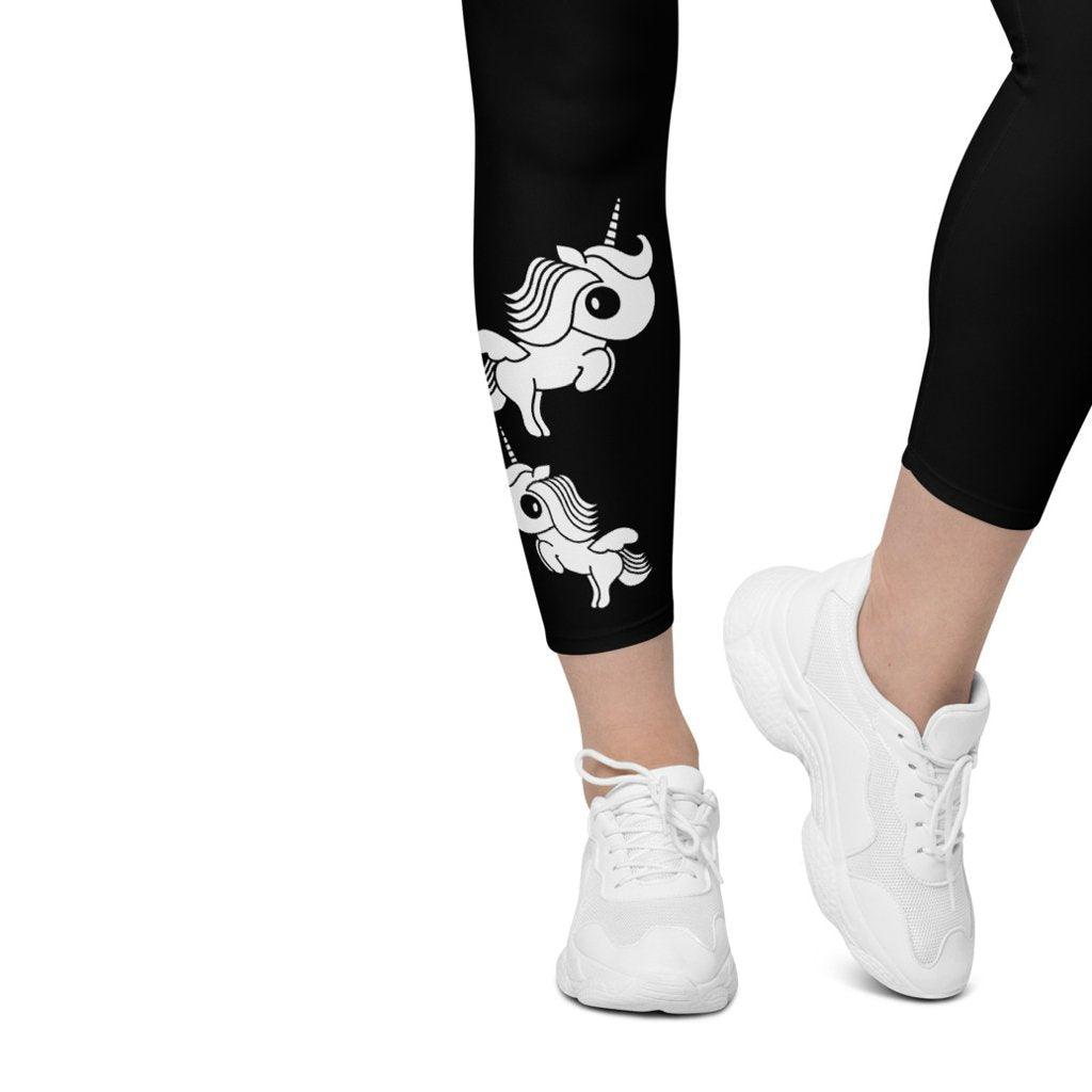 Leggings with pockets - UNIQUE bw - Unicorns and rainbows print