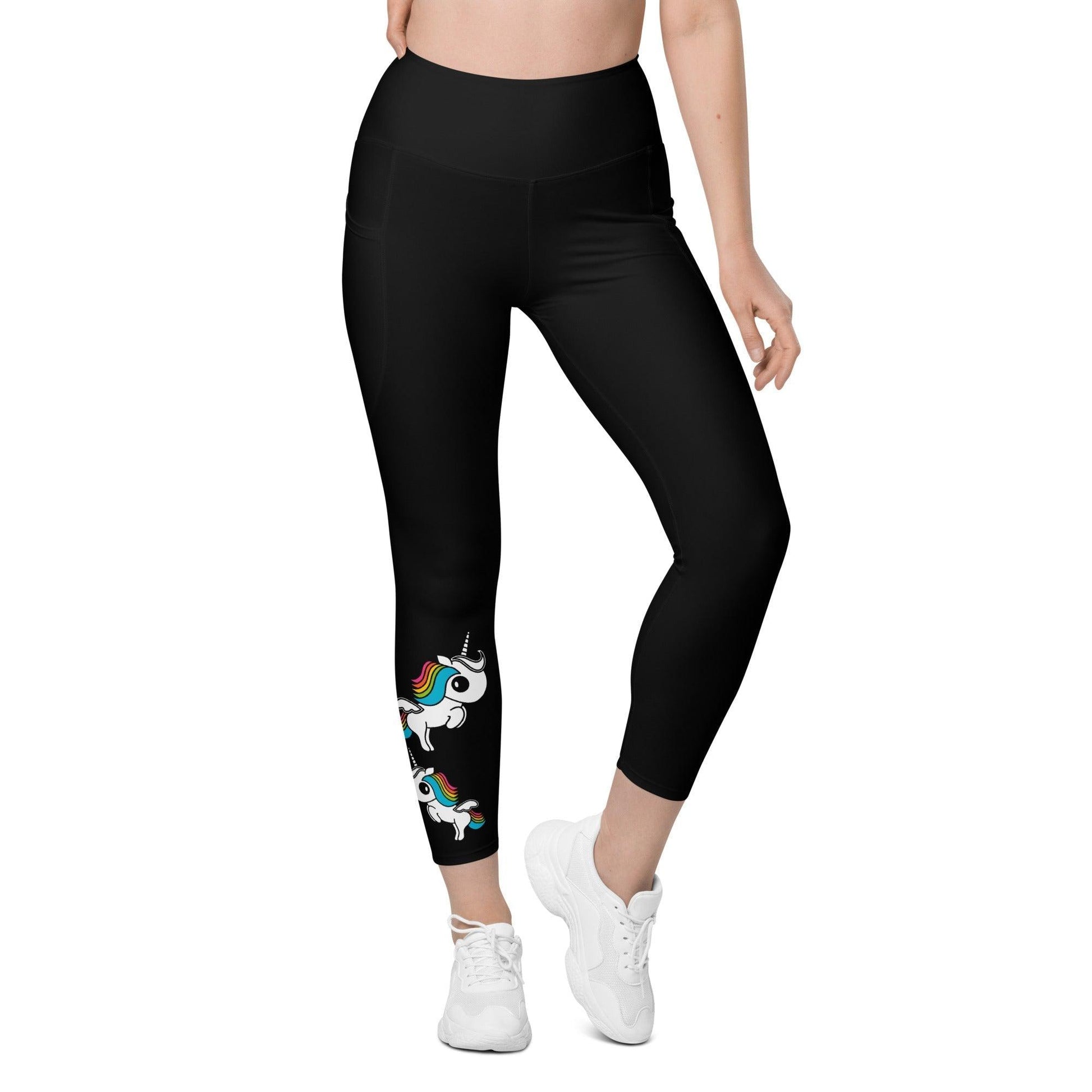 Leggings with pockets - UNIQUE color - Unicorns and rainbows print