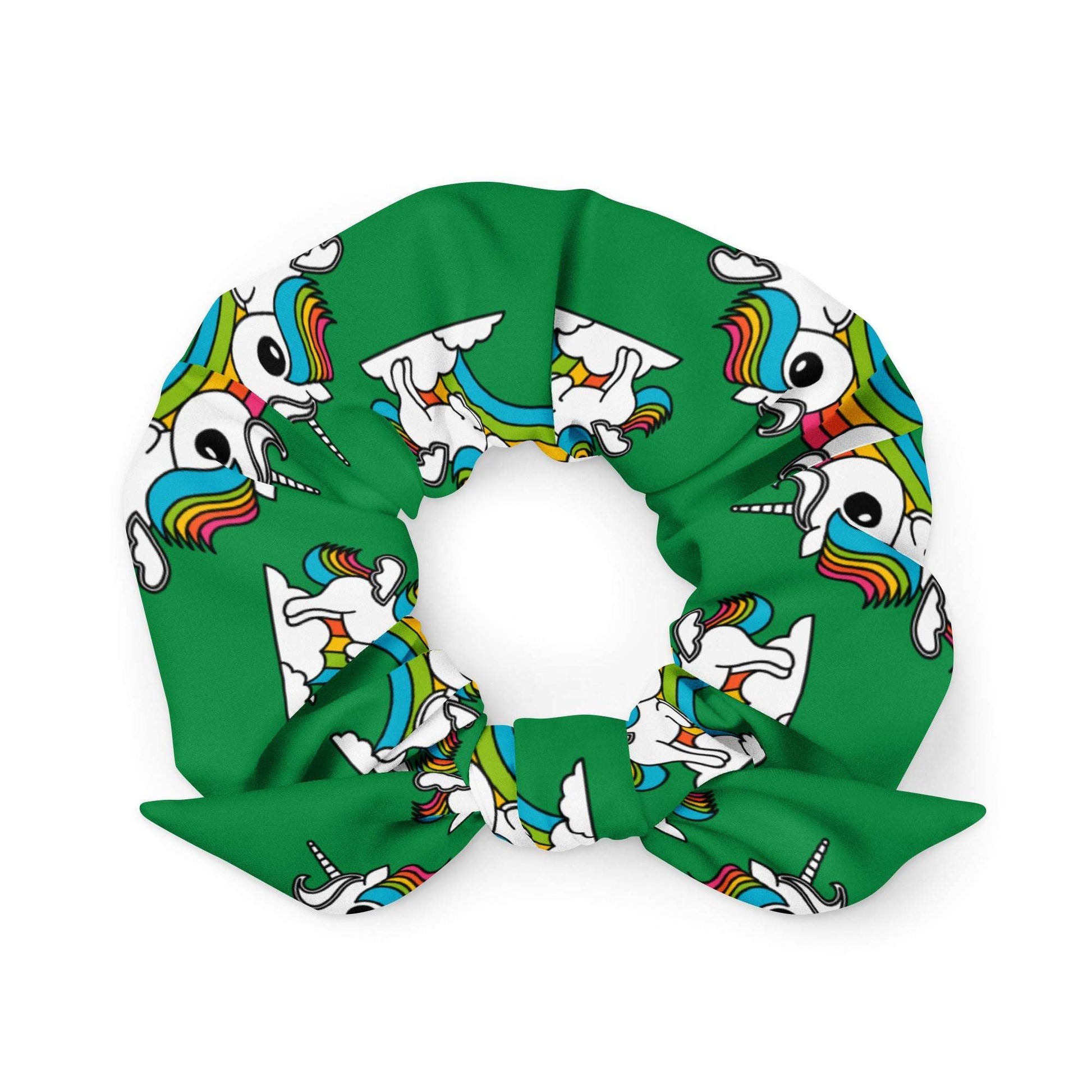 Scrunchie - UNIQUE green - Unicorns and rainbows print Default Title