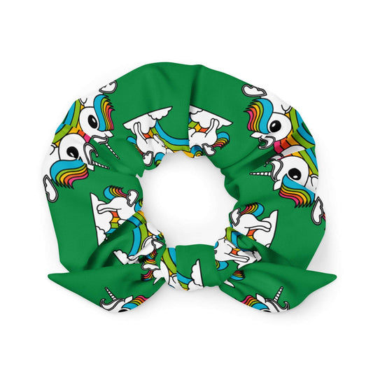 Scrunchie - UNIQUE green - Unicorns and rainbows print Default Title