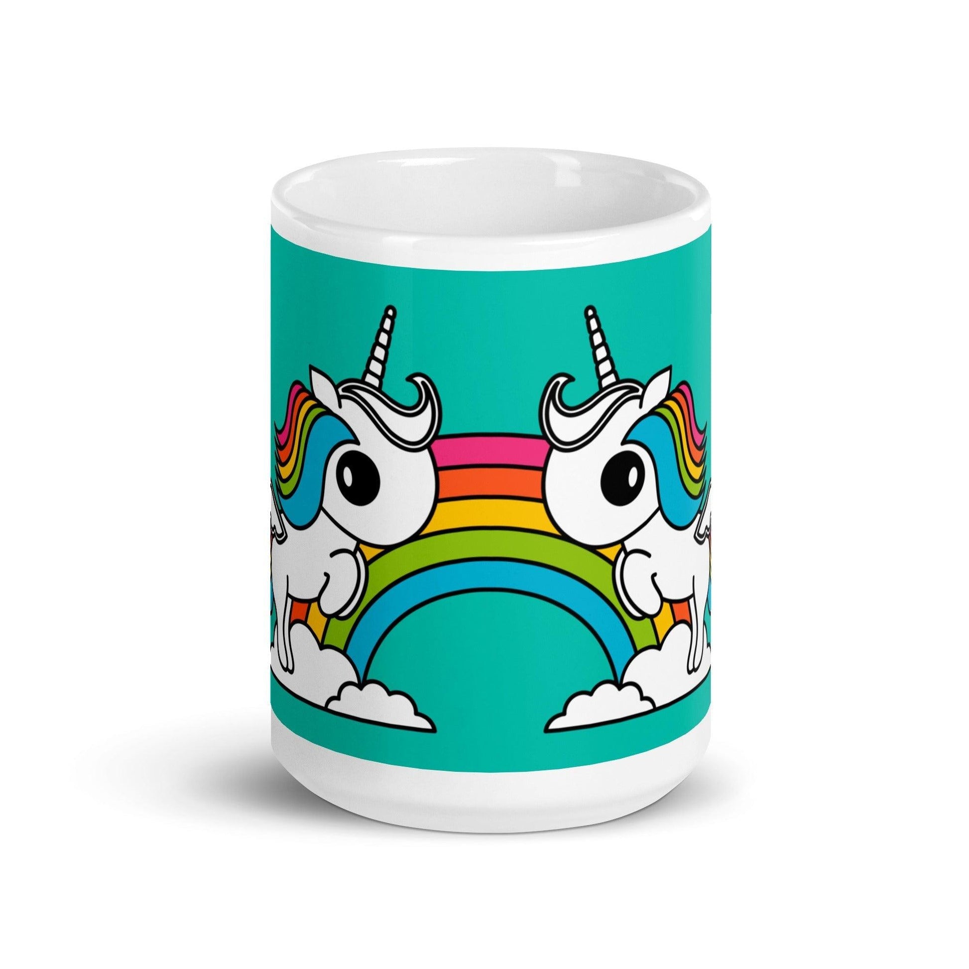 Mug - UNIQUE mint - Unicorns and rainbows print