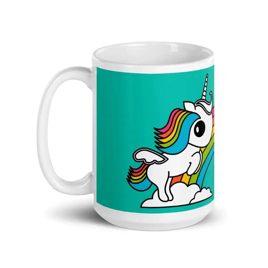 Mug - UNIQUE mint - Unicorns and rainbows print
