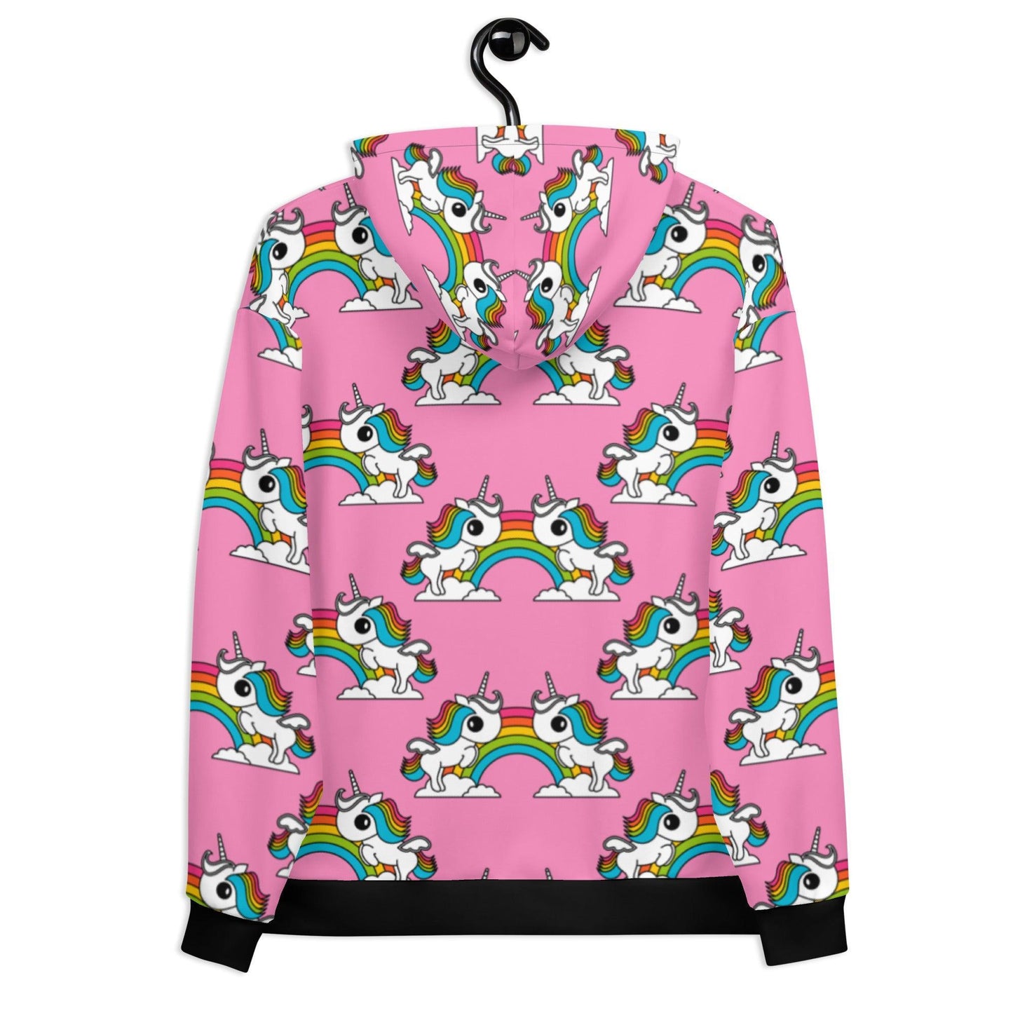Hoodie - UNIQUE pink - Unicorns and rainbows print