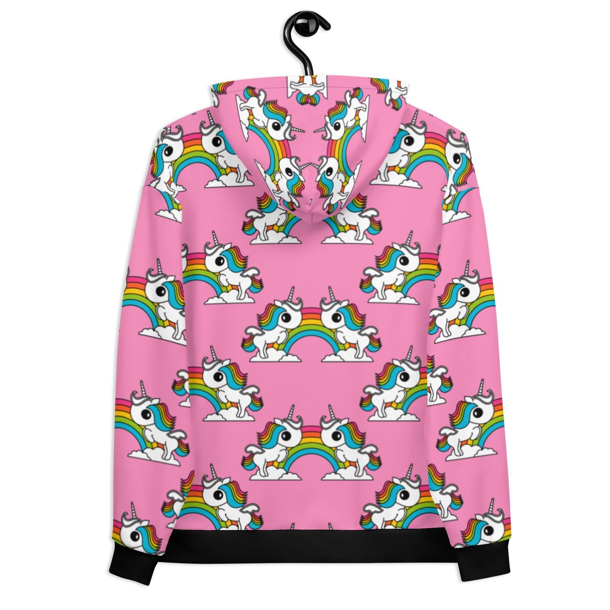 Hoodie - UNIQUE pink - Unicorns and rainbows print