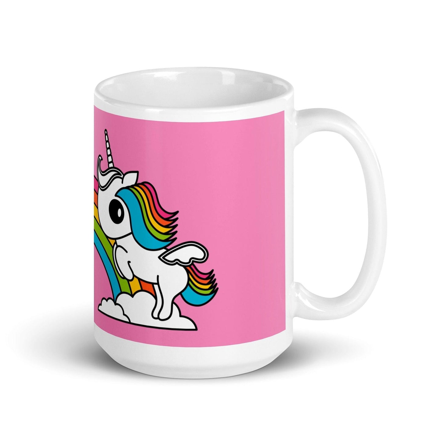Mug - UNIQUE pink - Unicorns and rainbows print 15oz