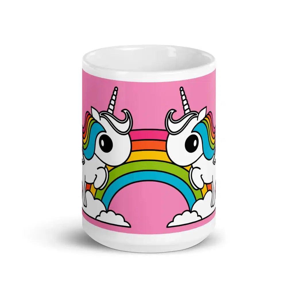Mug - UNIQUE pink - Unicorns and rainbows print