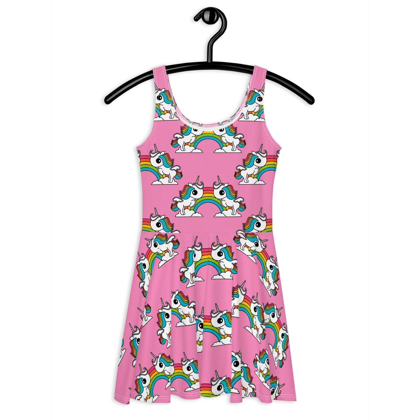 Skater dress - UNIQUE pink - Unicorns and rainbows print 3XL