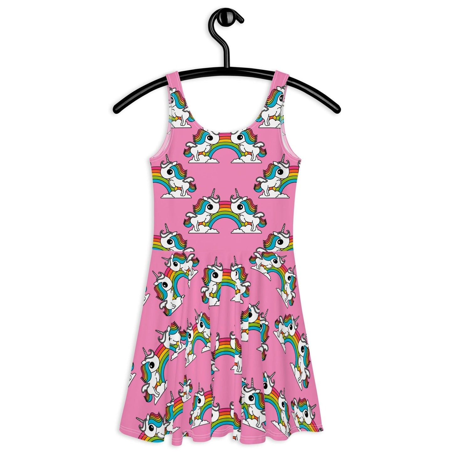Skater dress - UNIQUE pink - Unicorns and rainbows print