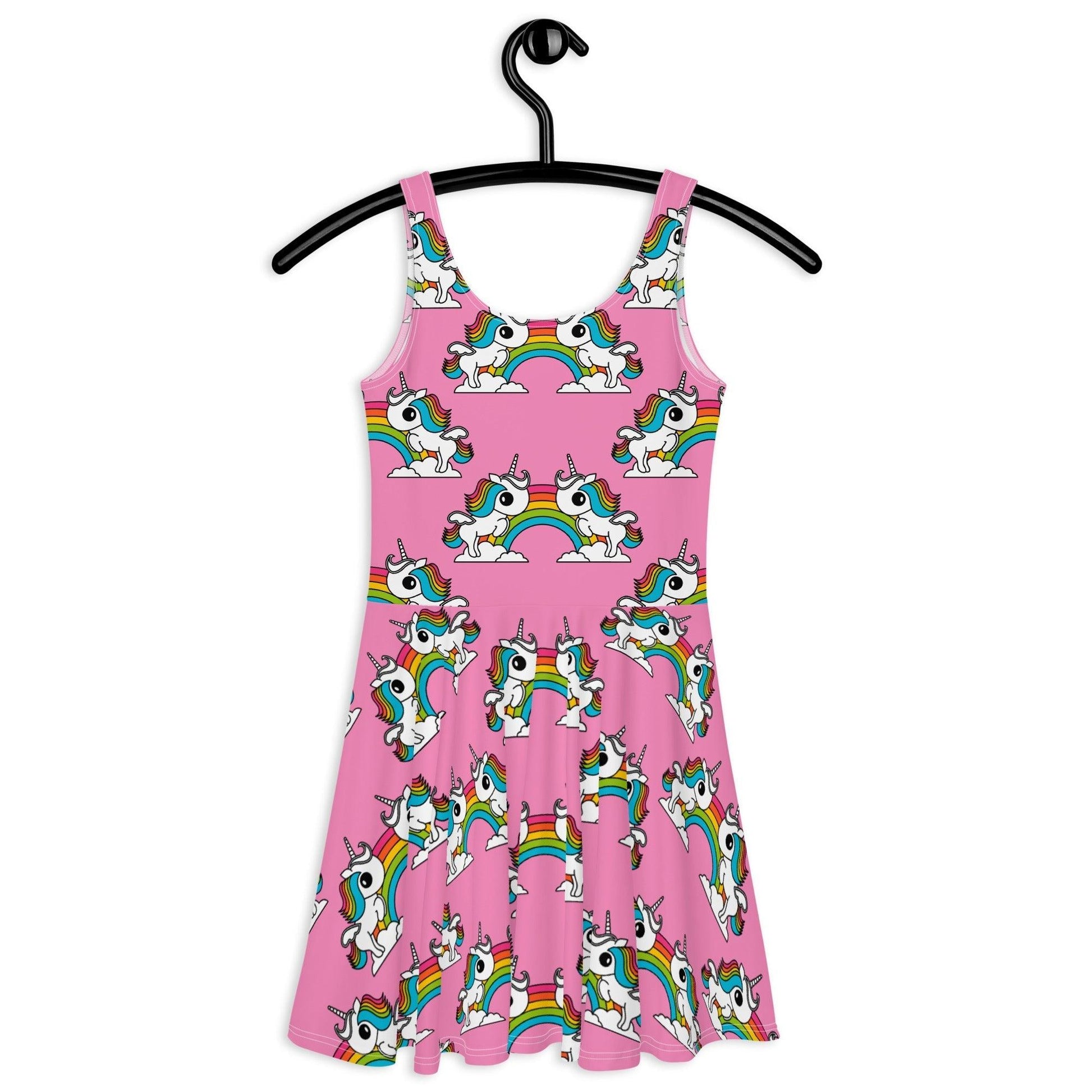 Skater dress - UNIQUE pink - Unicorns and rainbows print