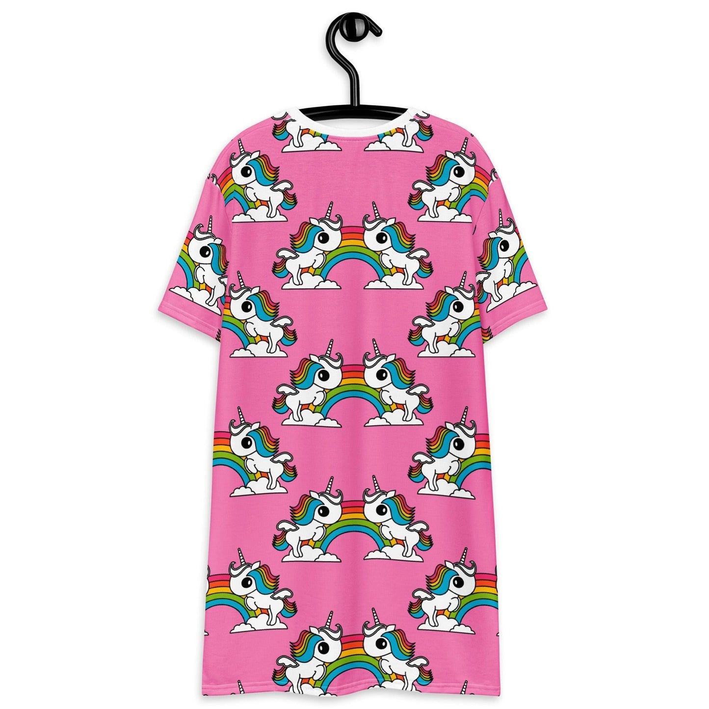 T-shirt dress - UNIQUE pink - Unicorns and rainbows print