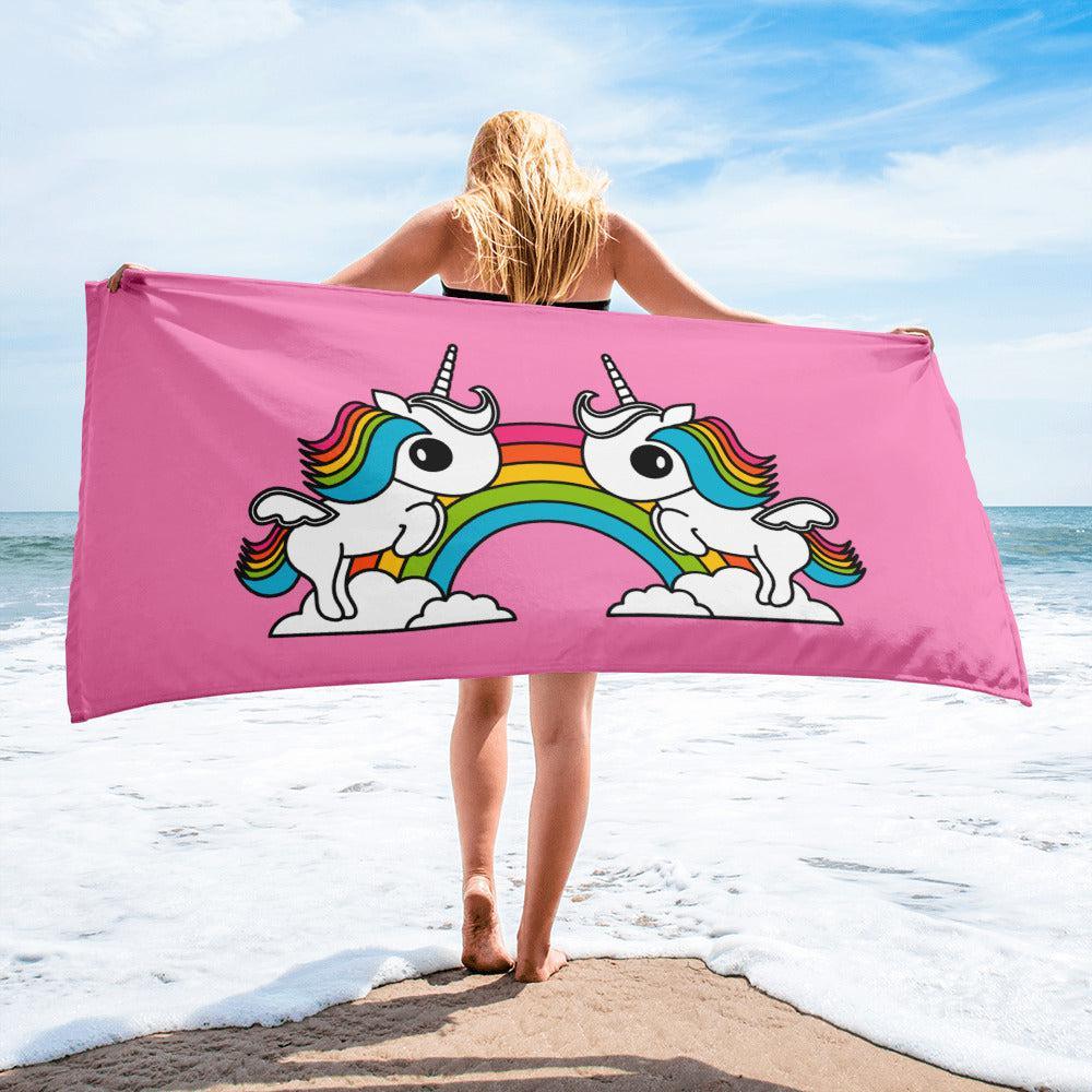 Towel - UNIQUE pink - Unicorns and rainbows print Default Title