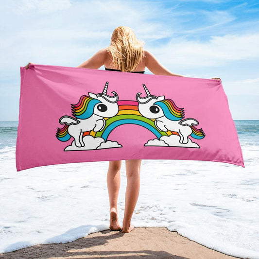 Towel - UNIQUE pink - Unicorns and rainbows print Default Title